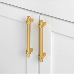 lot 66318 image: GlideRite 5 in. Center European Style Solid Steel Bar Pull Satin Gold -Retail $51.95