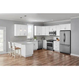 lot 66328 image: Hampton Bay Avondale Shaker Alpine White Quick Assemble Plywood 18 in Drawer Base Kitchen Cabinet (18 in W x 24 in D x 34.5 in H) -Retail $249.00