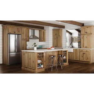 lot 66335 image: Hampton Bay Hampton Assembled 24x30x12 in. Diagonal Corner Wall Kitchen Cabinet in Natural Hickory -Retail $253.00