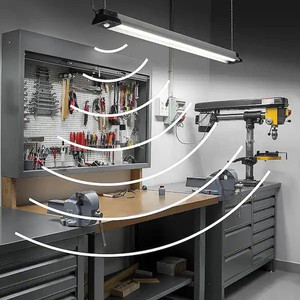 lot 66346 image: Commercial Electric 40 in. 64-Watt Equivalent Black Brushed Nickel PIR Motion Sensor LED Shop Light Linkable with Motion Timer 3000 Lumens -Retail $37.47