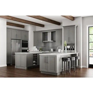 lot 66322 image: Hampton Bay Shaker Dove Gray Stock Assembled Sink Base Kitchen Cabinet (36 in. x 34.5 in. x 24 in.) -Retail $249.00