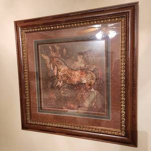lot 1012 image: Framed abstract horse print 34 x 34