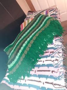 lot 1101 image: (3) Hand crochet throw blankets