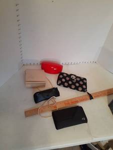 lot 1165 image: Vera Bradley wallet, sunglasses, glass cases, a ladies small clutch, leather purse (small) and a fanny pack