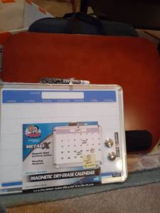 lot 1176 image: Magnetic dry erase calendar, lap table and WSU chair cushion