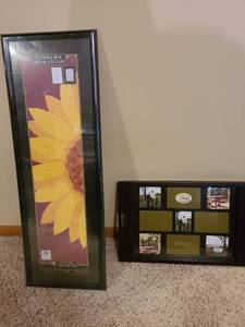 lot 2003 image: Photo serving tray 22 x 14, another frame 11.5 x 36