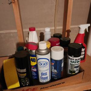lot 2153 image: Liquid Plumber, spray paint, car products and glass cleaner