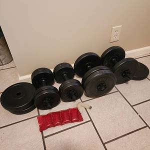lot 2202 image: Dumbells and leg weight