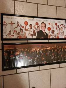 lot 2214 image: Two framed WSU Shockers basketball posters, app. 12 x 37