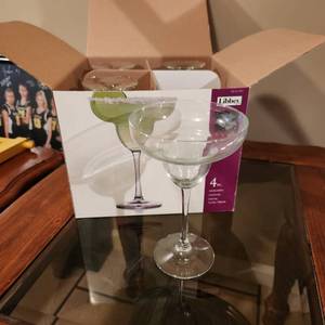 lot 2238 image: Libbey glass margarita cocktail glasses new in box