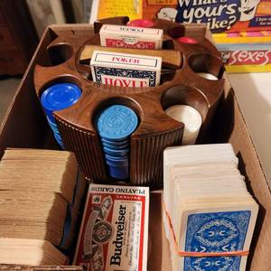 lot 2273 image: Poker chips and cards