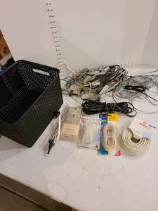 lot 3019 image: Assorted cords in basket