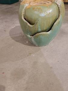 lot 3030 image: Glazed ceramic electric waterfall fountain about 12 tall