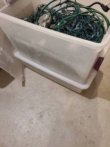 lot 3075 image: Storage tote with holiday lights