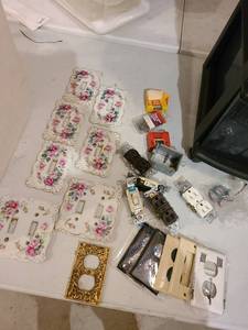 lot 3085 image: Floral ceramic faceplates and electrical