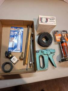 lot 4014 image: Black and Decker battery operated screwdriver, staple gun, wire, more