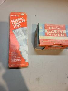 lot 4021 image: Bostitch stapling hammer and nails