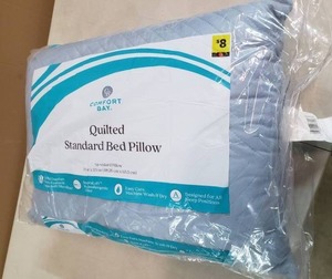 lot 2370 image: Quilted Standard Bed Pillow, Blue
