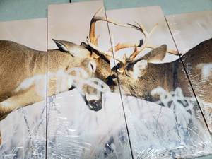 lot 5478 image: 5 Panel Wall Art - Deer Love