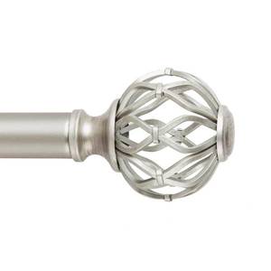lot 5479 image: SnugSet Aiden 36 in. - 72 in. Easy-Install Optional No Tools Adjustable 1 in. Single Rod Kit in Aged Nickel w Round Cage Finial