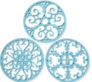 lot 2361 image: Extra Thick Silicone Pot Mats, Turqouise, Set Of 3&nbsp(stock photo approximate)