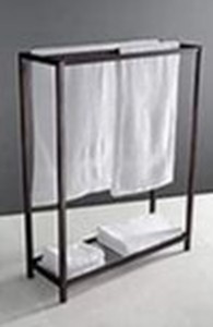lot 6086 image: 3 Tier Freestanding Towel Rack, Black, 3 H x 23