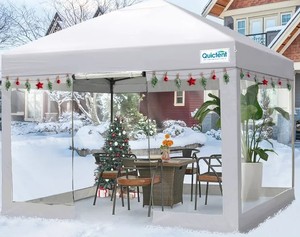 lot 8181 image: Quictent 10x10ft Clear Pop Up Canopy With Sidewalls White