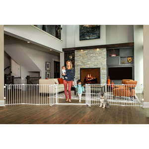 lot 3906 image: Regalo 192 inch Wide Double Super Wide Baby Gate Play Yard White 4-in-1 Ages 6 to 24 Months