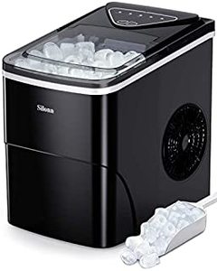 lot 14151 image: Silonn Ice Makers Countertop, 9 Cubes Ready in 6 Mins, 26lbs in 24Hrs, Self-Cleaning Ice Machine with Ice Scoop and Basket, 2 Sizes of Bullet Ice for Home Kitchen Office Bar Party (B08ZYJ8CRX)