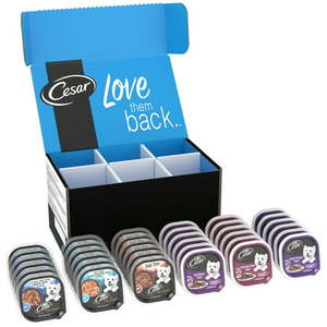 lot 14172 image: CESAR HOME DELIGHTS & Classic Loaf in Sauce Variety Pack Wet Dog Food (36 Pack) 3.5 oz. Trays