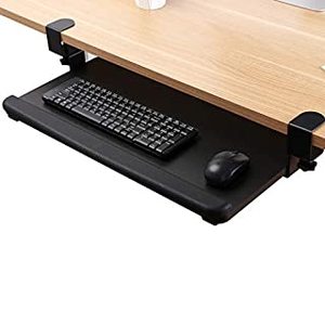lot 14195 image: FlexiSpot Large Keyboard Tray Under Desk Ergonomic 25��x 12�� C Clamp Mount Clamp-On Retractable Adjustable Mouse Computer Keyboard Platform Tray Slide-Out Keyboard Drawer Shelf (Black) (B08L62FWP3)