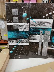 lot 14196 image: 4 Canvases Of Abstract Art Shapes, 31.5 x 1 & 2 x 1