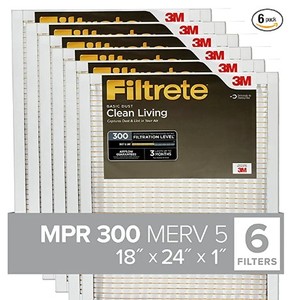 lot 14133 image: Filtrete Clean Living Basic Dust AC Furnace Air Filter, MPR 300, 16 x 20 x 1-Inches, 6-Pack