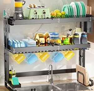 lot 8262 image: Over The Sink Dish Dry Space Saver Shelf Black&nbsp(stock photo approximate)