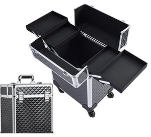 lot 8261 image: Mecucas Rolling Makeup Traveling Cart Trunk Black