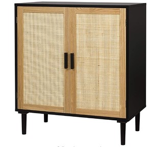 lot 14135 image: Finnhomy Sideboard Buffet Cabinet, Kitchen Storage Cabinet with Rattan Decorated Doors
