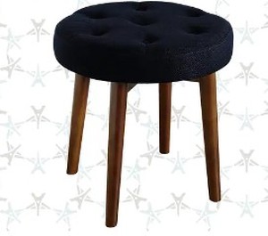 lot 2395 image: Small Black Suede Style Tufted Stool