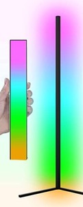 lot 2433 image: LED Corner RGB 57.5 Lights, Color Changing, Set Of 2