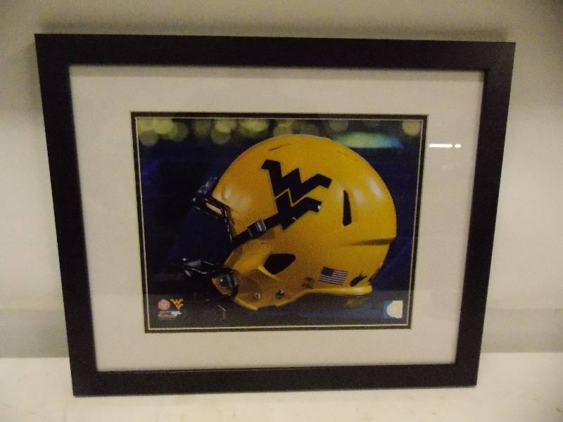 lot 298 image: West Virginia Helmet Framed Picture