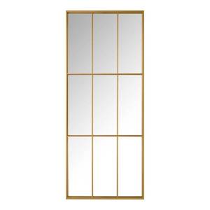 lot 9003 image: Home Decorators Collection Oversized Gold Metal Frame Windowpane Classic Floor Mirror  - 70 in - H x 29 in - W - Broken Mirror