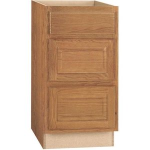 lot 9013 image: Hampton Bay 2478217 Hampton Assembled 24X34 -5X24 In - Drawer Base Kitchen Cabinet With Ball-Bearing Drawer Glides In Medium Oak