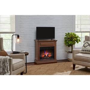 lot 9042 image: StyleWell Wheaton 31 in - Freestanding Wooden Wall Mantel Electric Fireplace in Simply Brown