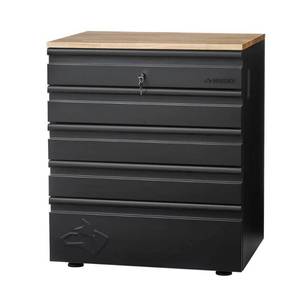 lot 9047 image: Husky Heavy Duty Welded 18-Gauge Steel 5-Drawer Garage Base Cabinet in Black - Retail $635