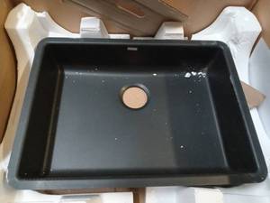 lot 9064 image: Blanco Precis Coal Black Granite Composite 25 in - Single Bowl Undermount Kitchen Sink