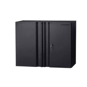 lot 9065 image: Husky Heavy Duty Welded 20-Gauge Steel Wall Mounted Garage Cabinet in Black - Retail $249