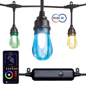 lot 9072 image: Novolink 12-Light Outdoor 27 - 42 ft - Smart Plug-in Edison Bulb LED String Light with RGBW Color Changing and Wireless App Control