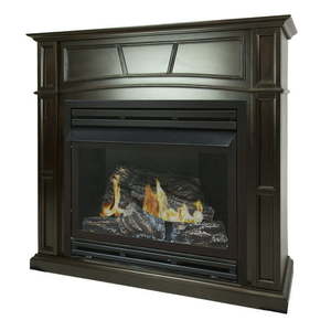 lot 9097 image: Pleasant Hearth 46 in Natural Gas Large Freestanding Tobacco Vent Free Fireplace 32 000 BTU - Retail $1050