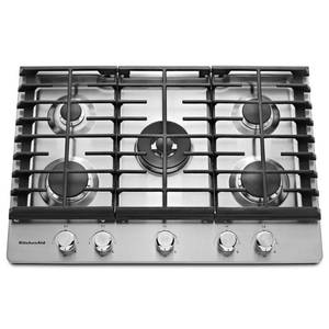 lot 9114 image: KitchenAid - 30 Built-In Gas Cooktop - Stainless Steel