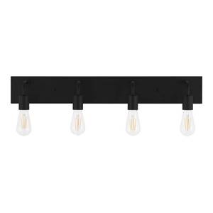 lot 9132 image: Hampton Bay Northvale 30 in 4-Light Matte Black Industrial Bathroom Vanity Light