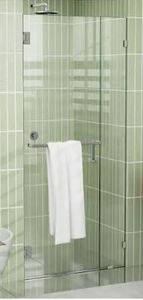 lot 9115 image: 42 in x 78 in Pivot Frameless Wall Hinged Towel Bar Shower Door - Hardware Only